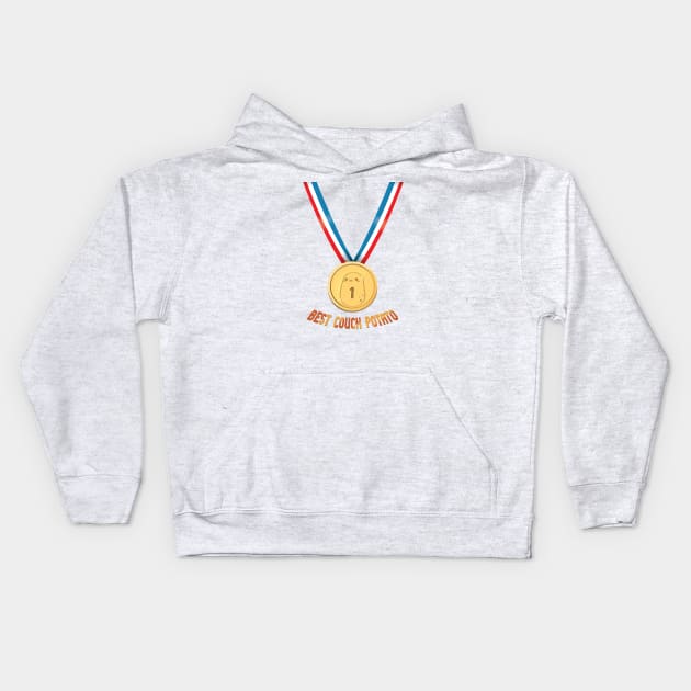 Best Couch Potato Gold Medal Kids Hoodie by clgtart